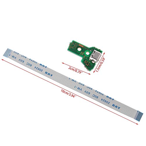 Replacement USB Charging Port Socket Board JDS-040 JDS 040 for PS4 Controller + 12 Pin Ribbon Cable