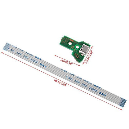 Replacement USB Charging Port Socket Board JDS-040 JDS 040 for PS4 Controller + 12 Pin Ribbon Cable