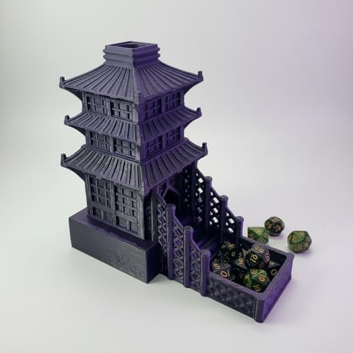 Temple Dice Dice Tower Dungeons and Dragons RPG Tabletop Roleplaying Game Jail DND (Random 7PCS D20 Dice Set Included) (Purple) - color: Color a