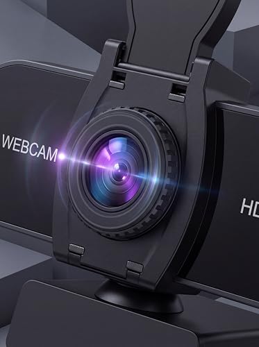 1080P HD Webcam with Microphone, Noise Cancellation, Privacy Cover, Wide-Angle Lens, Auto Light Correction, Plug & Play USB Webcam for Laptop, Desktop, PC, Mac, Zoom, Skype, Streaming (1080p)