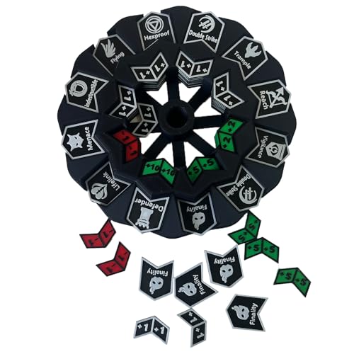 MTG Abilities Keywords Counter Wheel, Black Token Tracker 7.5 inch Diameter,123-Piece Keyword and Life Counter Bulk Tokens MTG, TCG, Cards Gaming Accessories - color: Black