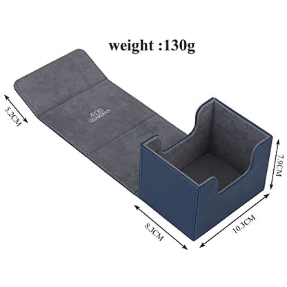 AEGIS GUARDIAN Card Deck Box for MTG, Commander Deck Box Hold 120+ Sleeved Cards, Leather Strong Magnet Card Deck Case Holder for Magic Cards TCG CCG, Blue - color: 3-1