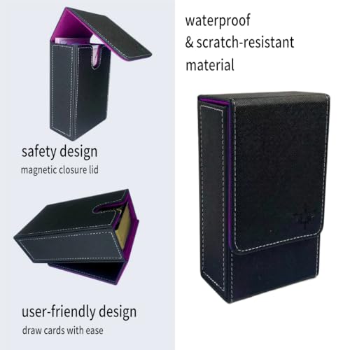 Tarot Card Holder, Leather Tarot Card Case, with Magnetic lid Closure-Suitable for Tarot Cards (Purple) - color: Purple