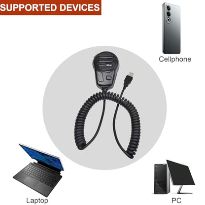 USB-A Microphone, Mic PTT and Two Programmable Key for American Truck Simulator, PC, Laptop, PC Game w/Microphone Holder and Programming Software (No Speaker Version)