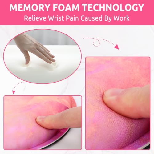 KONVINIT Ergonomic Mouse Pad with Wrist Rest, Small Mousepad with Non-Slip Rubber Base and Smooth Surface, Hot Pink Mouse Pads for Desk, Office Desk Accessories - color: Hot Pink
