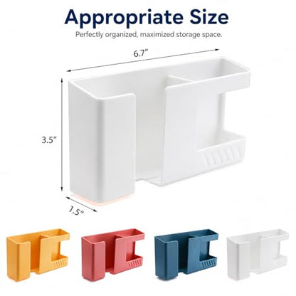Strong Adhesive Wall Mount Phone Holder D3 Punch-Free Bedside Phone Shelf with Charging Port, Sticky Remote Control Storage Box, Bathroom & Kitchen Wall Organizer (2 Pack-White) - color: 2 Pack-W
