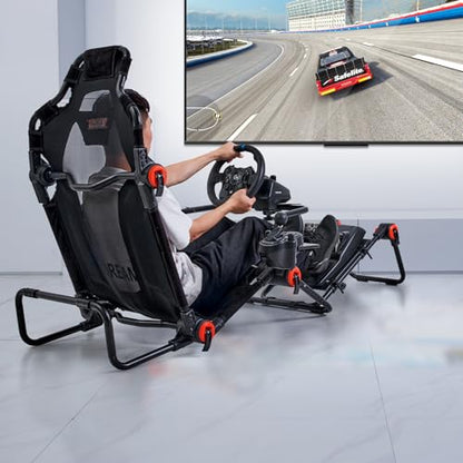 VEVOR Racing Wheel Stand Foldable Fit for Logitech,Thrustmaster,Fanatec,Hori,Mad Catz, Carbon Steel Driving Simulator Cockpit Adjustable Pedal & Dual-Mode Seating,Fit Most Steering Wheels and Pedals