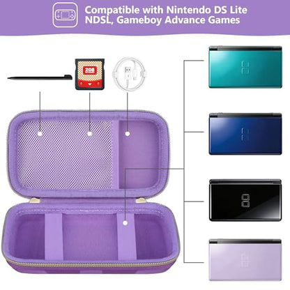 Supmay Hard Carrying Case Compatible with Nintendo DS Lite NDSL, Gameboy Advance Games Storage Holder Travel Bag with Mesh Pocket for USB Charging Cable, Stylus, Earphones, Game Cartridge, Purple - color: Purple Cube