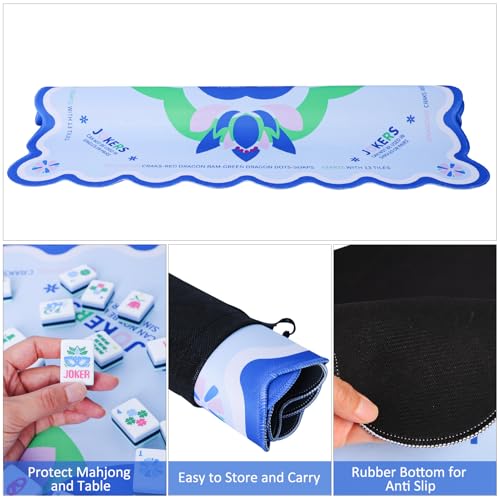 Jongyance Learning Mahjong Mat (31.5”x31.5”) with Black Carrying Bag, Anti-Slip, Noise-Reducing, Mahjong Table Mat for Mah-jongg,Poker, Board Games, Dominoes, and Card - color: Light Blue