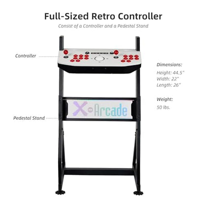 X-Arcade Arcade2TV-XR, Tankstick VR Controller, 2-Player Fightstick with Trackball, RGB Lighting, Meta Quest 3 Integration with Pinball FX and Arcade Ranger
