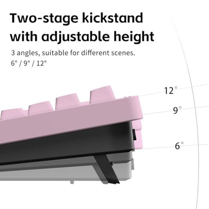 NuPhy Node75 Wireless Mechanical Keyboard, 75% Hot Swappable Custom Keyboard, 82 Keys Computer Gaming Keyboards, Supports Touch Gestures, PBT Keycaps, RGB Backlit, Bluetooth/2.4GHz/USB-C - color: Pink, size: High-profile Blush Max Switch