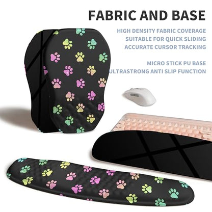 2-in-1 Ergonomic Set, Wave Keyboard Wrist Rest and Massage Slope Mouse Pad Wrist Support, Rebound Memory Foam for Relieve Carpal Tunnel Syndrome and Wrist Pain (Cute Cat Claws) - color: Cute Cat Claws