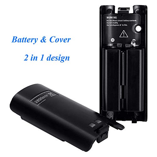 Wii Batteries Pack Rechargeable for Wii Controller, 2 Pack Rechargeable Batteries for Wii/Wii U Remote Controller Black - color: Black