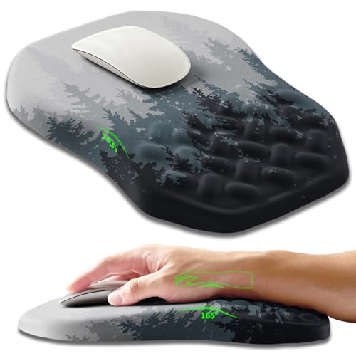 Ergonomic Slope Mouse Pad Wrist Support, Wrist Rest Mousepad for Carpal Tunnel Pain Relief with Massage Bulge and Slow Rebound Memory Foam (12x8 inch, Forest) - color: Am013-forest
