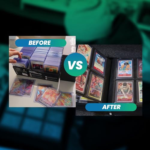 EVORETRO 4 Pocket Top Loader Binder for Pokémon, MTG, Lorcana & Sports Cards – Small Toploader Binder Fits 2x2 Toploaders 35pt–55pt, 96 Slots with 2 PSA Slab Pockets - style: Without Window