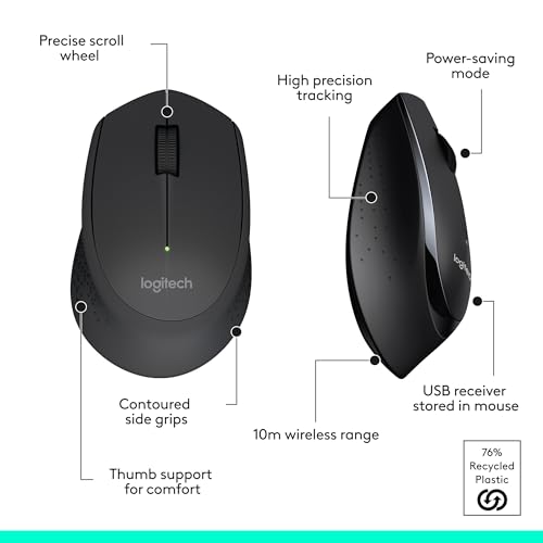 Logitech MK345 Wireless Keyboard and Mouse Combo with Palm Rest, 2.4 GHz USB Receiver, Compatible with PC, Laptop, Black - style: Combo