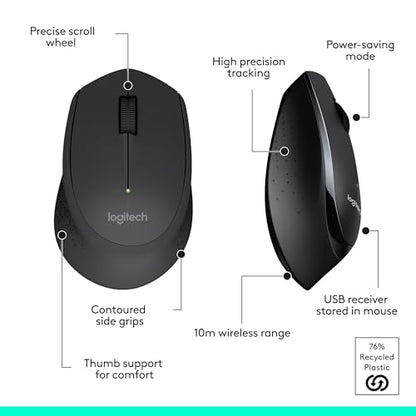 Logitech MK345 Wireless Keyboard and Mouse Combo with Palm Rest, 2.4 GHz USB Receiver, Compatible with PC, Laptop, Black - style: Combo