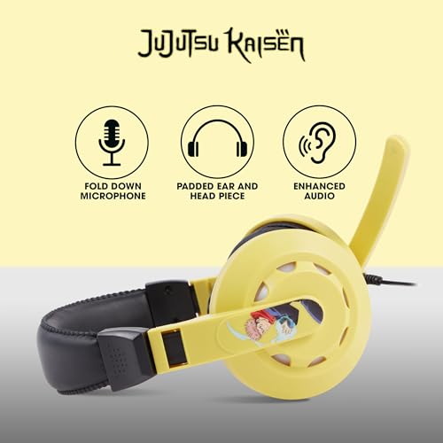 Jujutsu Kaisen Gaming Headset with Mic, Wired Headphones, Microphone, LED | Jujutsu Kaisen wired gaming headset, mic, LED lights, padded over-ear comfort, enhanced audio, PC gaming setup. - color: JJK