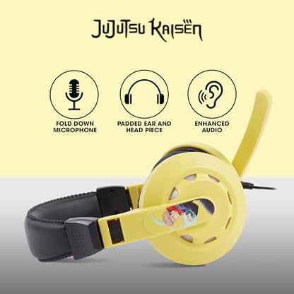 Jujutsu Kaisen Gaming Headset with Mic, Wired Headphones, Microphone, LED | Jujutsu Kaisen wired gaming headset, mic, LED lights, padded over-ear comfort, enhanced audio, PC gaming setup. - color: JJK