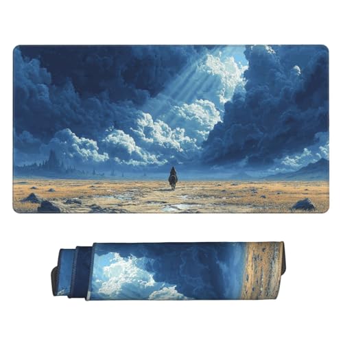 MTG Playmat Heading into The Darkness TCG Mat Board Game Card Game Trading Card Game Play Mat Desk Pad Original Hand Painting Stitched Edges Smooth Surface Rubber Base 23.5x13.7in