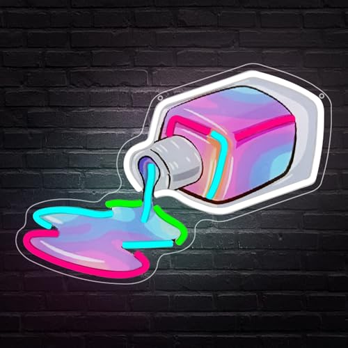 Nail Polish Neon Sign,Nails LED Neon Signs for Wall Decor,Nail Polish Bottle Neon Sign for Salon,Beauty Room,Bedroom,Nail tech Decor Gifts,Home Art,Christmas, Birthday - color: LB-NailPolishBottle