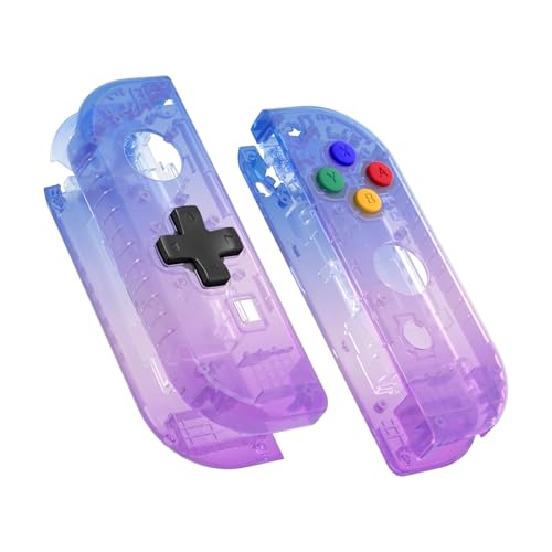 eXtremeRate Gradient Translucent Bluebell Joycon Handheld Controller Housing (D-Pad Version) w/Full Buttons, Replacement Shell Case for Nintendo Switch & OLED Joy-Con – Console Without - color: Gradient Translucent Bluebell
