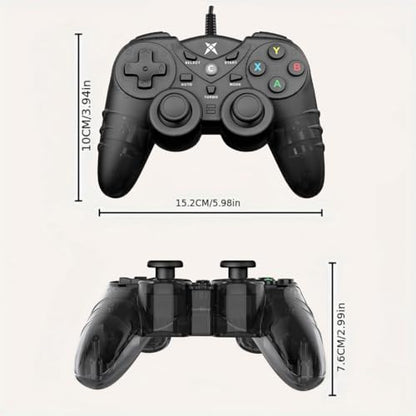 NBCP Wired PS3 PC Game Controller TV Box USB Steam Gamepad joystick Joypad with Dual Vibration Feedback Turbo Trigger for Windows 7/8 /8.1/10/ Laptop - color: Black for Wired PC