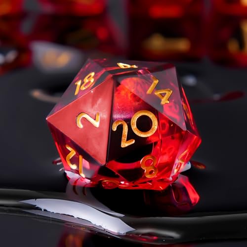 Beholder'S Eye D20 Dice Dragon Eye DND 22MM Single Dice with Resin Sharp Edge 20 Sided D&D Handmade Polyhedral for Dungeons and Dragons, RPG, Roleplaying Games MTG Table Games(Red Gold) - color: D20-red Dragon Eye