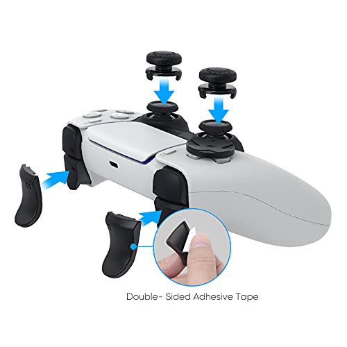 MENEEA Accessories Kit Bundle for PS5 Compatible with Controller | Thumb Grips Sticks Joystick + L2 R2 Trigger Extender+D-pad Button for Playstation 5 Controller, Anti-Slip Replacement Parts
