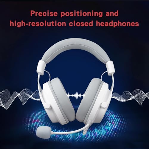 FOXXRAY HAU-37 USB Gaming Headset for PC, Computer Headphones with Microphone, 7.1 Surround Sound, 50MM Dynamic Drivers, RGB Light, Wired Headphones for PS4, PS5, Laptop - color: White