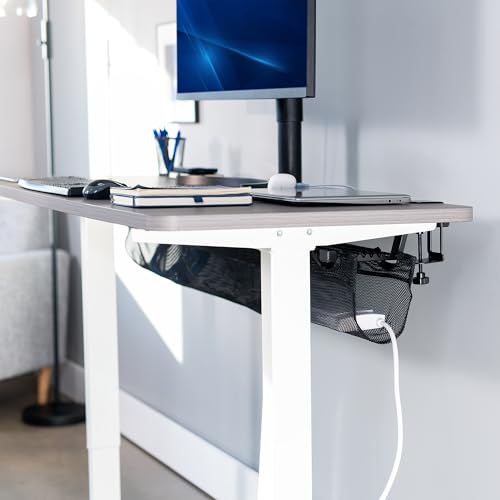VIVO No Drill Clamp-on 55 inch Mesh Net Under Desk Cable Management Wire Organizer, Adjustable Home Office Standing Desk Cord Storage Sleeve, Black, DESK-AC55MH - size: 55"