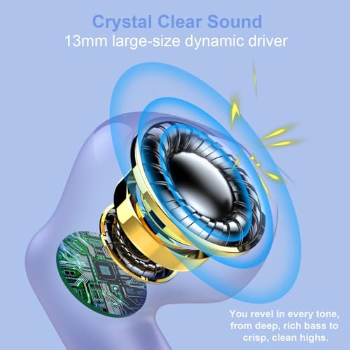 Wireless Earbuds, Bluetooth 5.4 Earbuds Stereo Bass, Bluetooth Headphones in Ear Noise Cancelling Mic, Earphones IP7 Waterproof Sports, 32H Playtime USB C Charging Case Purple Ear Buds for Android iOS - color: Glossy Purple