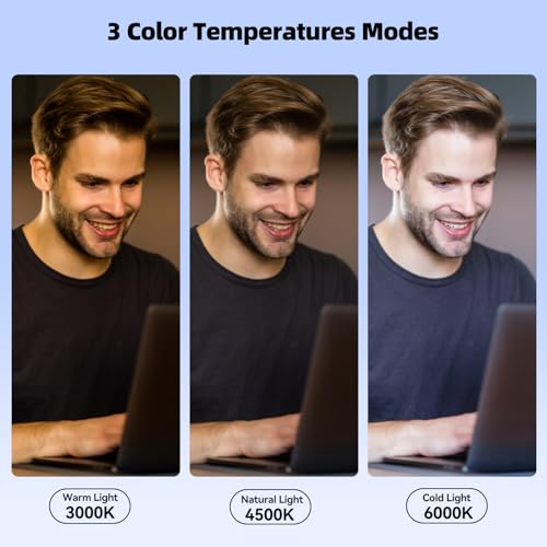 Takerers Video Conference Lighting, Webcam Light with Remote & Touch Control, 3 Color Temperature, 10 Level Brightness, Zoom Light for Computer, Video Calls, Live Streaming, Podcast, Studio (1-Pack) - size: 1-Pack