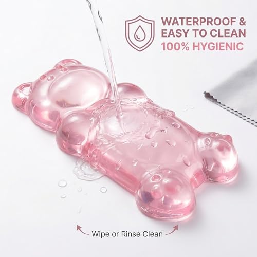 Gel Wrist Rest for Keyboard and Mouse Transparent Pink Bear Elbow Pad Cushion Ergonomic Cute Clear Cool Mouse Wrist Pad Silicone Non-Slip Support for Computer Gaming Home Office Women Hand Pillow - color: Bear Pink