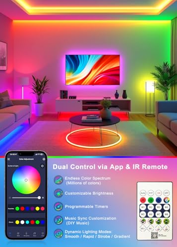 9.8FT Neon Rope Lights,Flexible RGB+IC LED Strip Lights,Remote Control,Multiple Modes,for Living Room,Bedroom,Holiday Decoration - size: RGBIC-3M