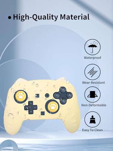 Case for Nintendo Switch 2 Pro Controller,UYRUREL Premium Sillence Material,Shock-Absorbing and Anti Drop Protection Soft Shell,with Stickers and Thumb Grips,Yellow. - color: Yellow