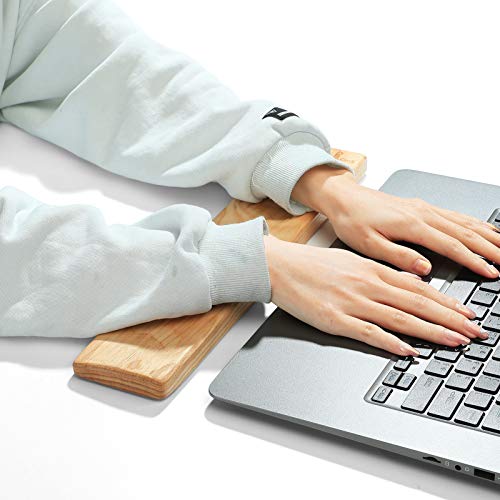 Wooden Keyboard Wrist Rest and Mouse Pad - Solid Wood Palm Guard for Keyboard and Mouse - Ash Wood (Fraxinus Excelsior, 14.2in) - color: Fraxinus Excelsior, size: 14.2in