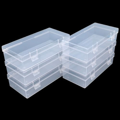 6 Pack Rectangular Clear Plastic Storage Containers | 7.28 x 3.54 x 1.77 inch, Hinged Lid, For Beads and Small Craft Items - size: 7.28 x 3.54 x 1.77 inch