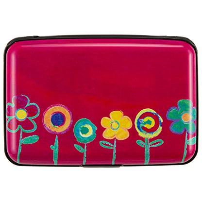 Credit Card Holder, Metal Card Wallet RFID Blocking Mini Slim Aluminum Business Hard Card Case for Women Men (Painting Flowers) - color: Painting Flowers