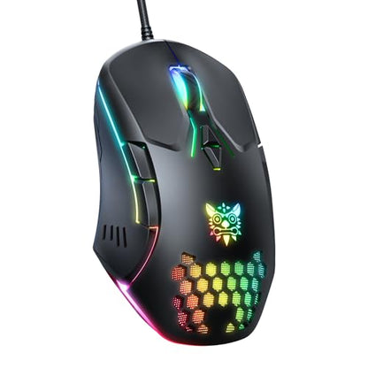 Wired PC Gaming Mouse: High Precision Sensor,RGB Backlit, Adjustable DPI, 7 Buttons Programmable,Ergonomic mice for Office & Gaming on Windows/Mac/Linux/Chrome-Black - color: Black