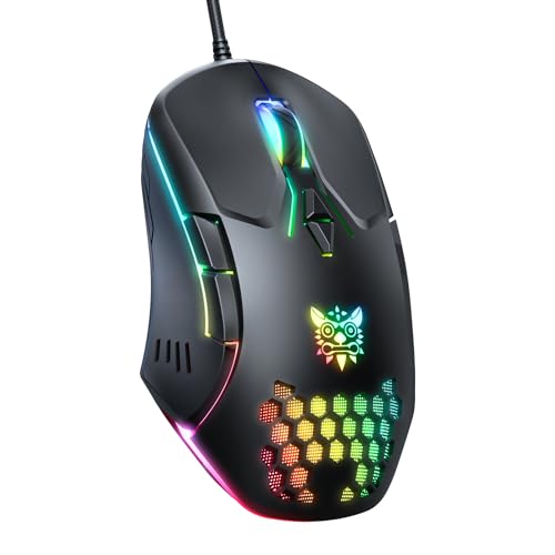 Wired PC Gaming Mouse: High Precision Sensor,RGB Backlit, Adjustable DPI, 7 Buttons Programmable,Ergonomic mice for Office & Gaming on Windows/Mac/Linux/Chrome-Black - color: Black