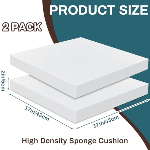 Frienda 2 Pack 2" x 17" x 17"Upholstery High Density Foam Cushion Replacement Square Cut to Size Foam Couch for Chair Couches Padding Shipping Packing DIY Cosplay Projects(White) - color: White, size: 2" X 17" X 17", style: Square