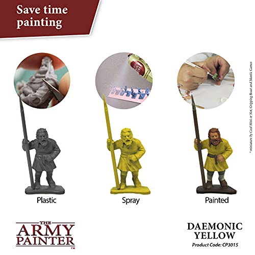 The Army Painter, Colour Primer Daemonic Yellow, 400 ml spray acrilico | Primer giallo demoniaco per dipingere miniature Warhammer e Dungeons and Dragons - color: Daemonic Yellow