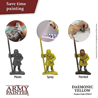 The Army Painter, Colour Primer Daemonic Yellow, 400 ml spray acrilico | Primer giallo demoniaco per dipingere miniature Warhammer e Dungeons and Dragons - color: Daemonic Yellow