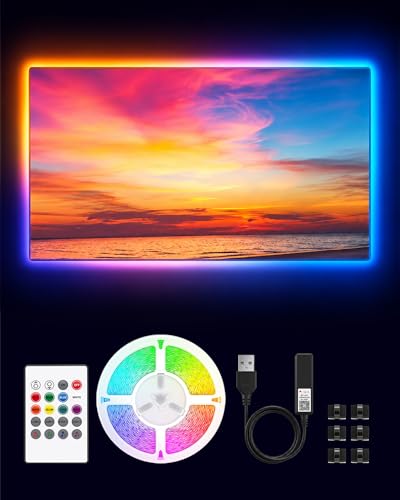 VOLIVO LED Lights for TV, 16.4ft RGB TV Backlight for 45-75 Inch TVs, Bluetooth APP & 20-Key Remote Control, Music Sync 5050 RGB LED Strip Lights USB Powered, Ambient Lighting for Bedroom Gaming Room - size: 16.4FT for 45"-75" TV