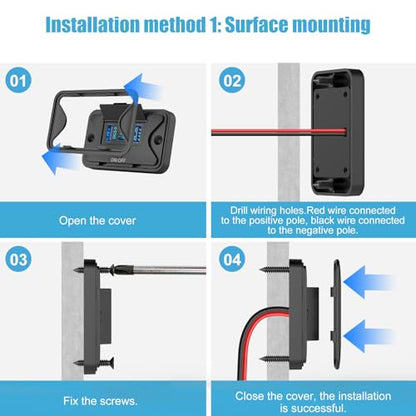 78W 4 Port 12V USB Outlet Wall Mount, Dual 36W PD & Dual 18W QC3.0 Lightweight Surface Mount Charger Socket Panel with Button Switch for Bus RV Truck Marine Golf Cart