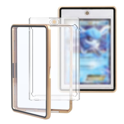 Card Case, 8-Point Magnetic Lock, Premium Aluminum Alloy Protector with 35pt One Touch Card Holder, Personalized Card Sleves Fits Trading Cards, Sports Cards, Game Cards, Collectible Cards (Gold) - color: Gold, style: Card Case