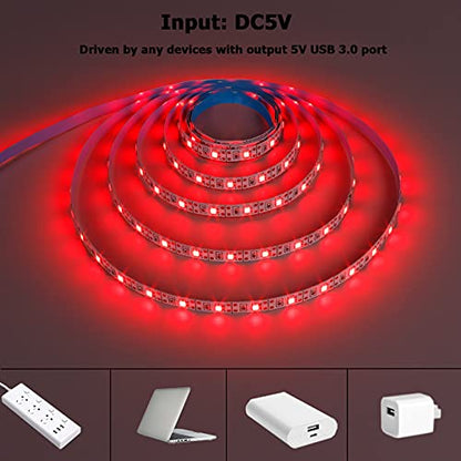 USB Red 620-625nm LED Strip 5V USB Powered 13.12ft/4M(2pcs x 6.6ft) | 240LEDs Flexible SMD2835 High Brightness No-Waterproof IP20 LED Tape Lights - color: Red