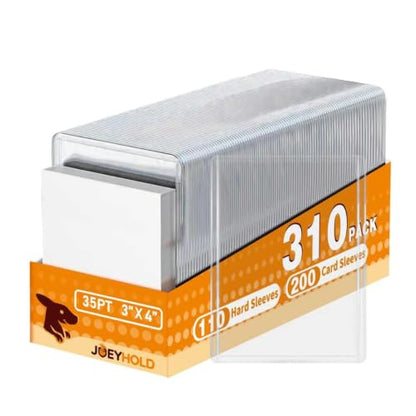 320 PCS Card Sleeves, Premium Plastic Top Loaders for Sports Cards | 3"X4" Card Protectors, Baseball Card Sleeves, Hard Plastic Card Holder for Trading Sports Football Game Cards - size: 110 Clear Hard Sleeves + 200 Soft Sleeves