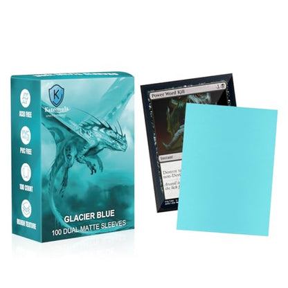Glacier Blue Dual Matte Card Sleeves, Katomula Card Sleeves for MTG, Standard Card Sleeve for PKM, Flesh & Blood - color: Glacier Blue